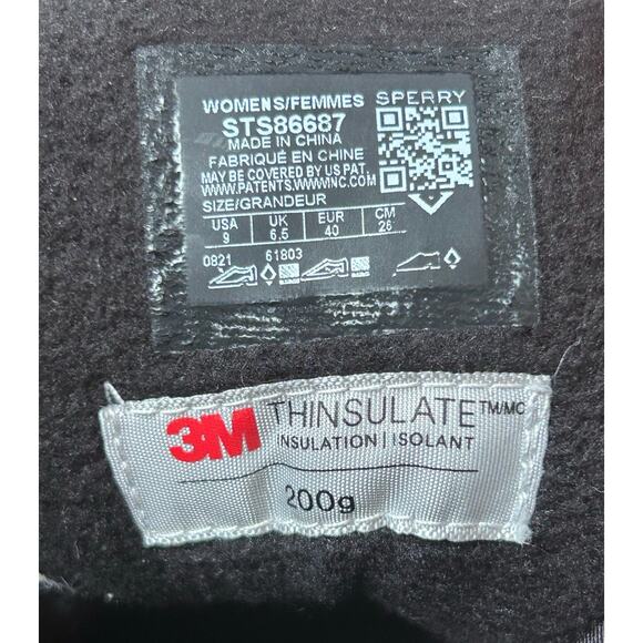 Sperry Women's Maritime Repel‎ Black Nylon Boots STS86687 Thinsulate Sz 9 - Picture 6 of 7